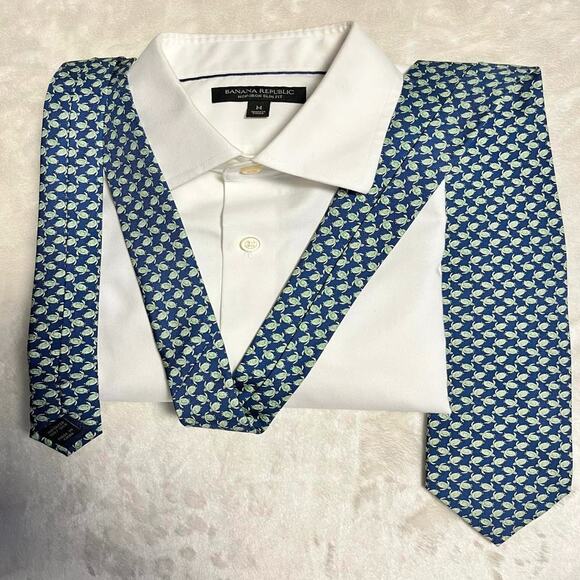 Jos A Bank Sea Turtle Silk Tie 58"x3.5" Blue & Green Eco-Friendly Animal Rescue - Picture 3 of 6